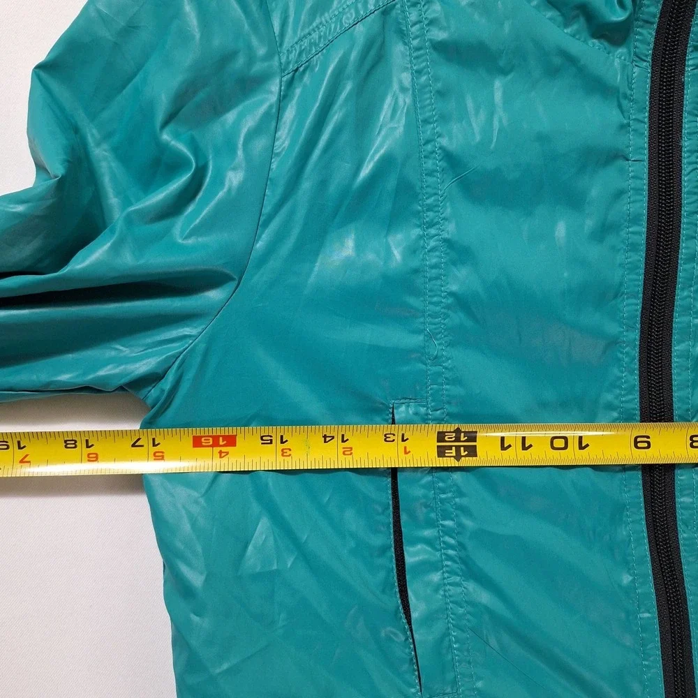 Colosseum Athletics Hooded Windbreaker Womens S Teal Jacket Thumbhole Cuffs Mesh